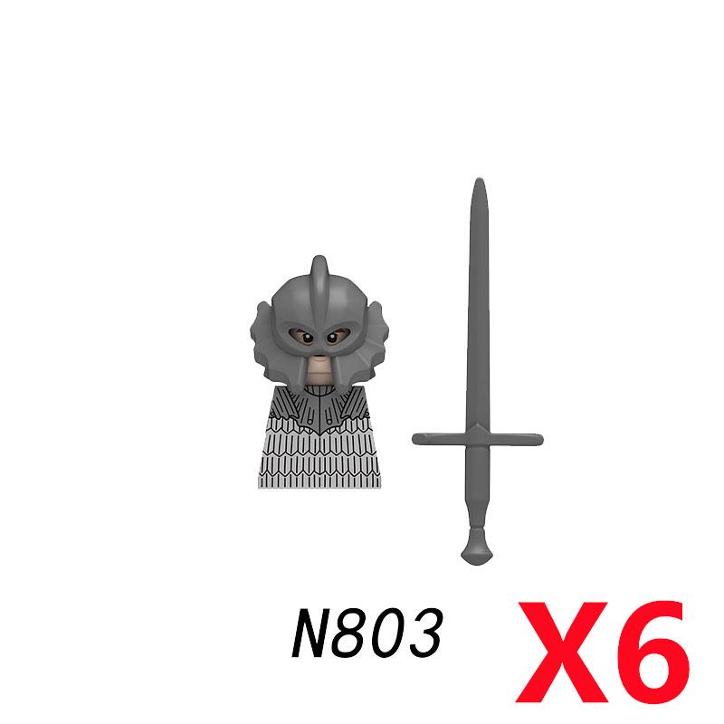 MOC Medieval Knight Castle Figures Building Blocks Weapon Wolf Swordsmen Guard Bow Arrow Shield Flags Warhorse Toys Gifts S002