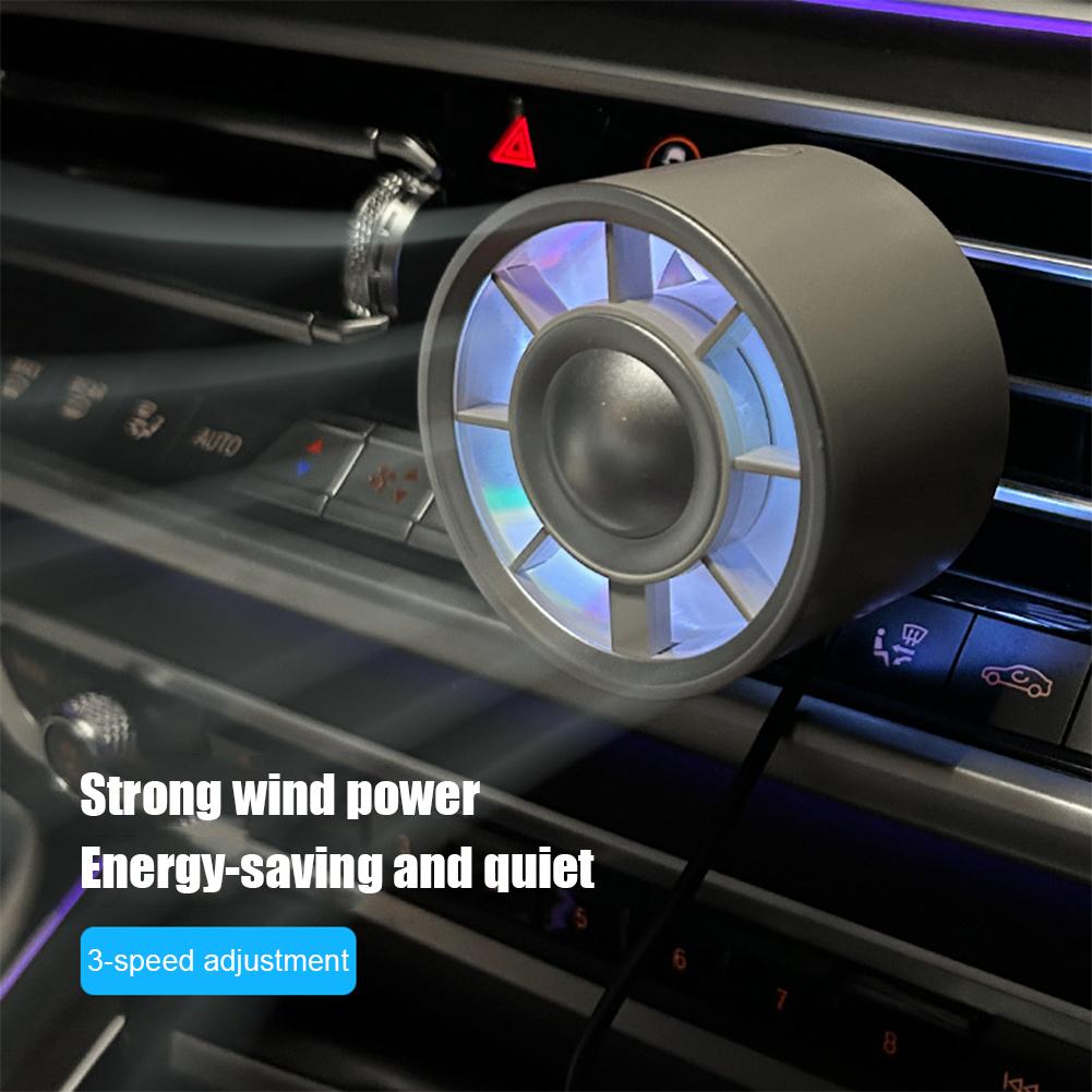 1 шт. Вентилятор воздухозаборника автомобиля USB-вентилятор для охлаждения с изменяющимся цветом подсветки 3-скоростной вентилятор Рассеивание тепла на заднем сиденье автомобиля Автоаксессуары