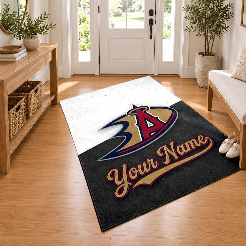 Anaheim Ducks Custom Name Personalized Rug Non‑Slip Doormat Floor Carpet Housewarming Birthday Gift for Family Friends