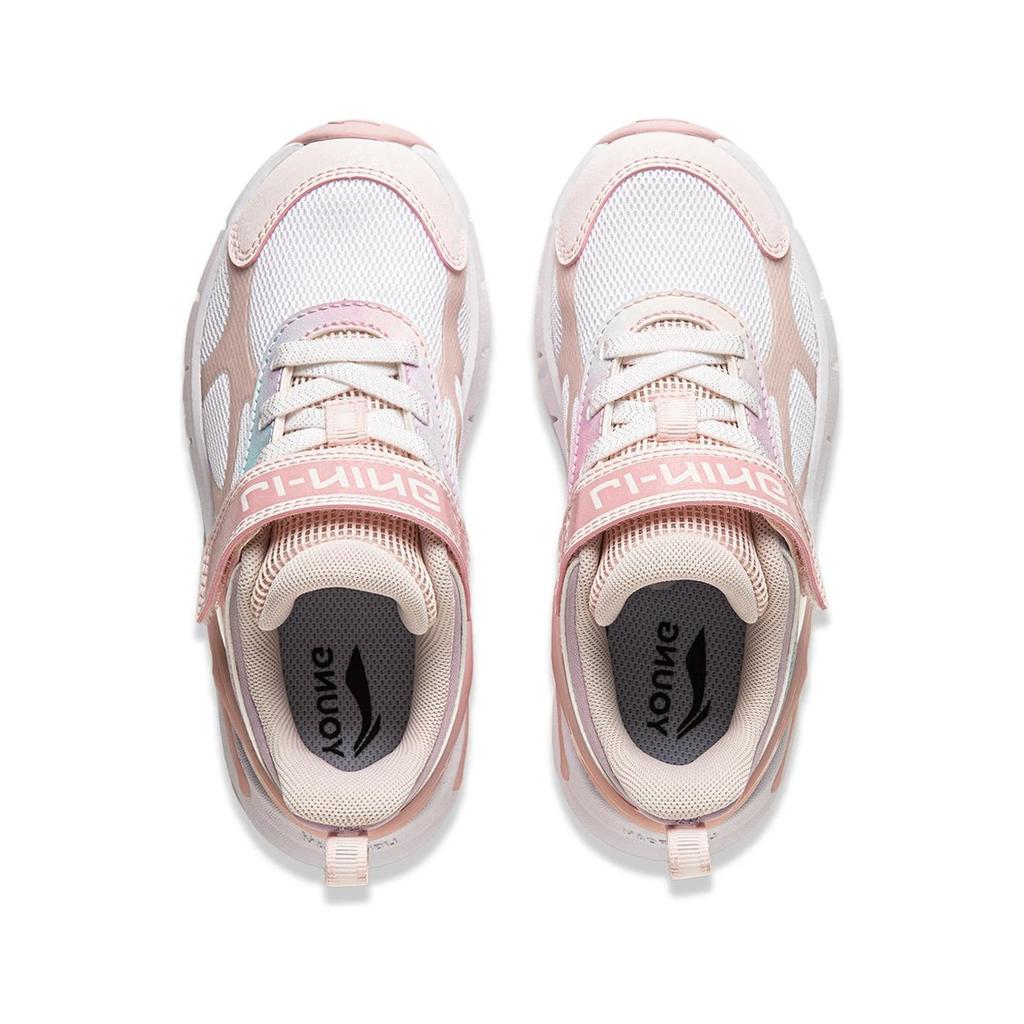 Li Ning Kids Sports Lifestyle Series Soft Comfortable Resilient Breathable Low-Top Casual Shoes Kids Casual Shoes White Pink YKNU062-4