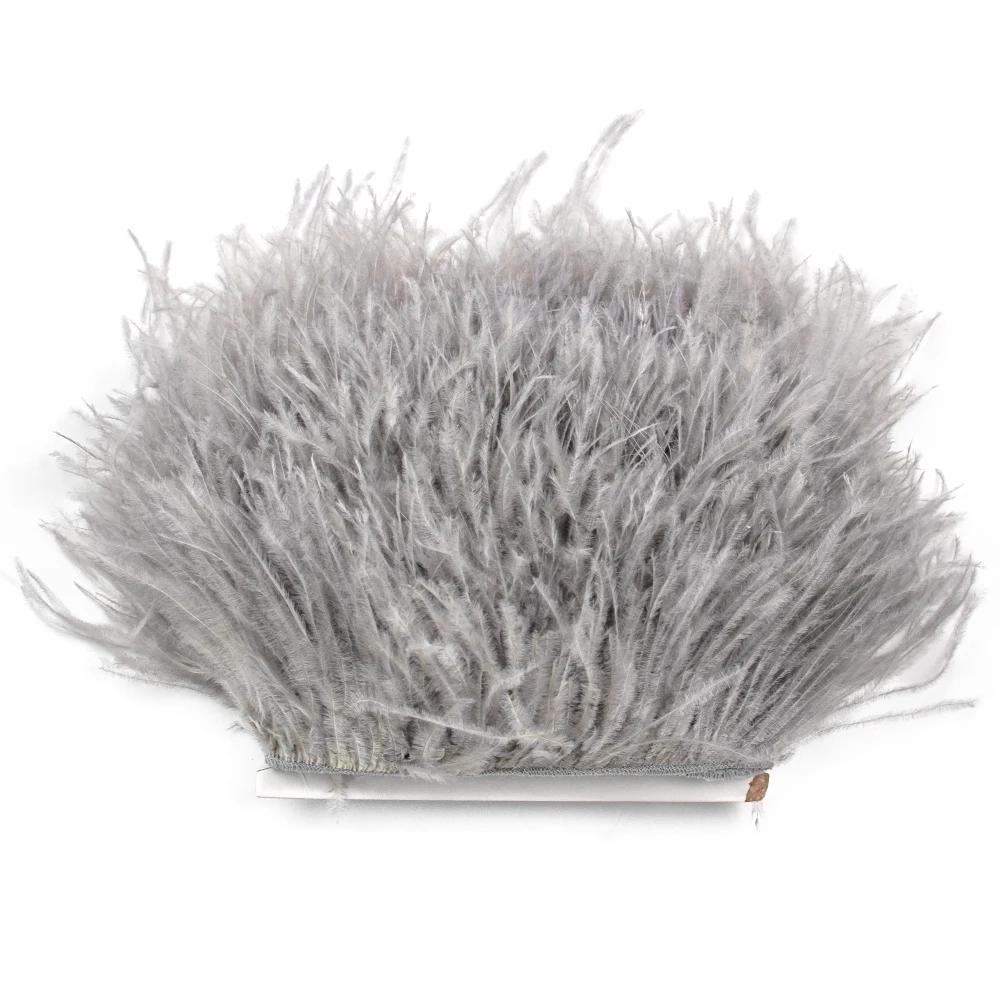 Белая страусиная перьевая отделка для свадебного платья, вечеринки, декоративной одежды, швейные аксессуары, 10-22 см, длинная бахрома из перьев
