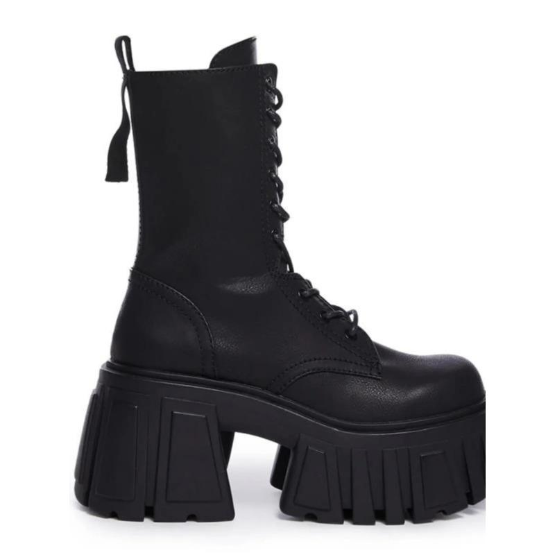 Fashion Leather Boots Women's Autumn Winter Ort High Heel Thi Bot Warm Ort Boots Trendy Small Size Increase Fce Li