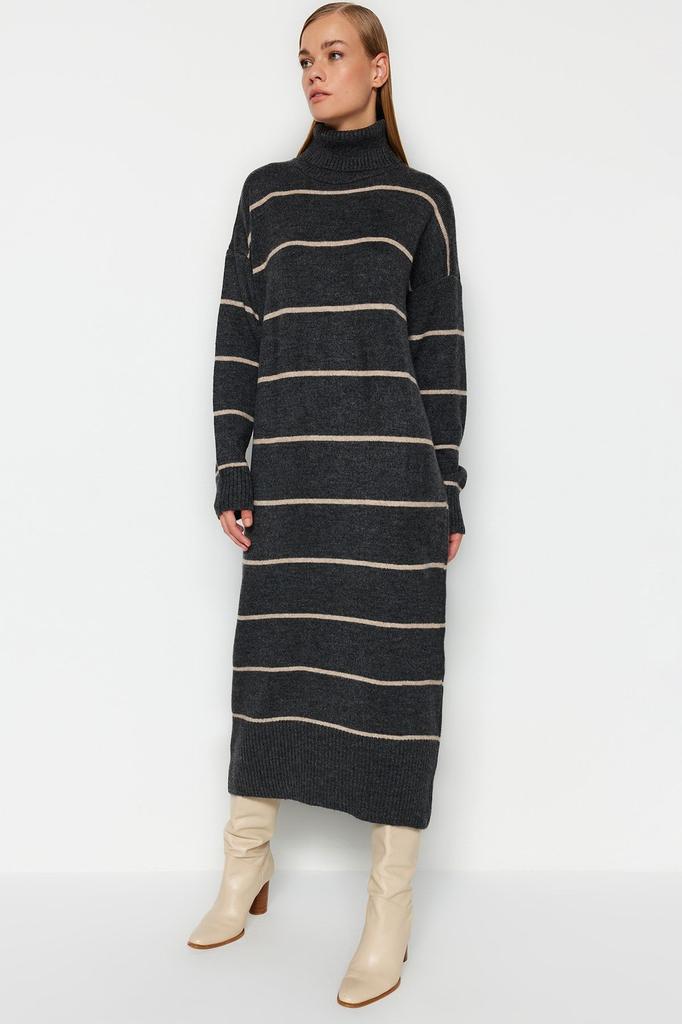 Женское стильное платье в каменную полоску, широкое трикотажное платье макси