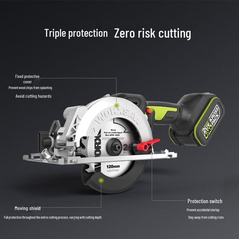 Worx 20V Brushless Cordless Circular Saw CN plug (adapter included)