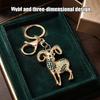 Goat Shape Charm Sparkling Rhinestone Keychain, Golden Plated Key Ring for Men Handbag Pendant Women, Decorative Keychain Car Keys Handbags Backpacks