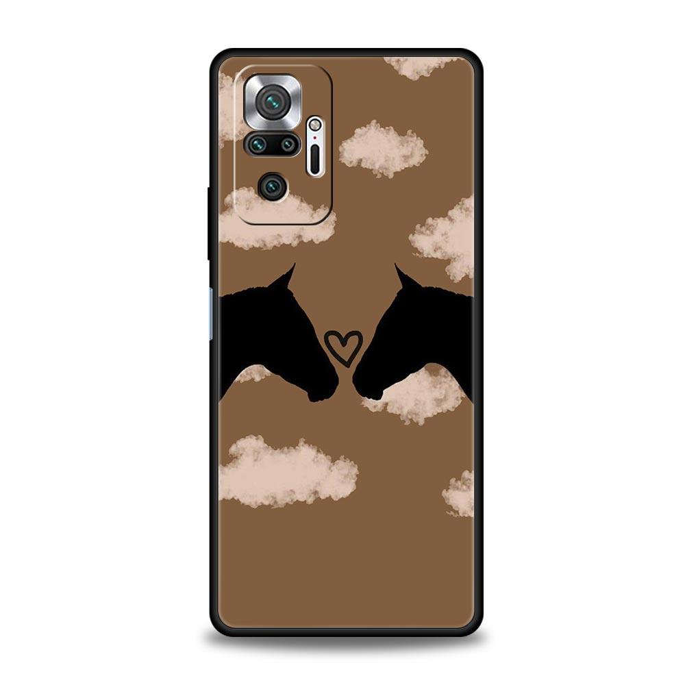Чехол для телефона с изображением лошади, Арт Животные, Для Xiaomi Redmi Note 14 13 5G 10 11 12 Pro Plus 4G 14C 13C 12C 10C, Черный