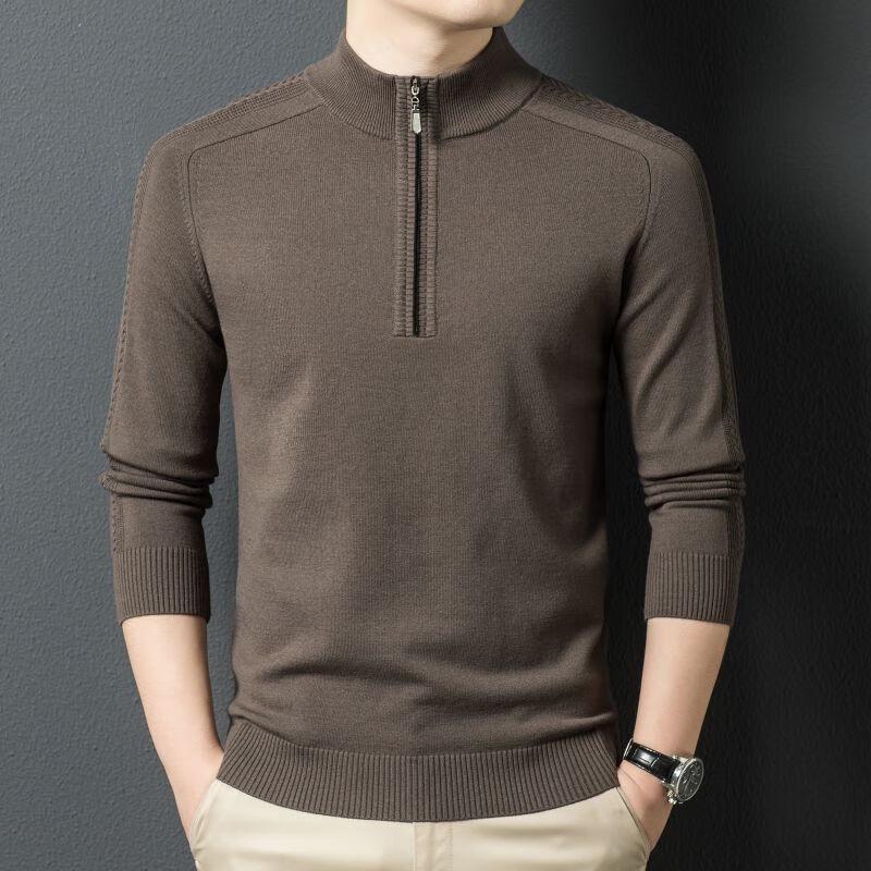 Men's Zipper Mock Neck Knit Sweater