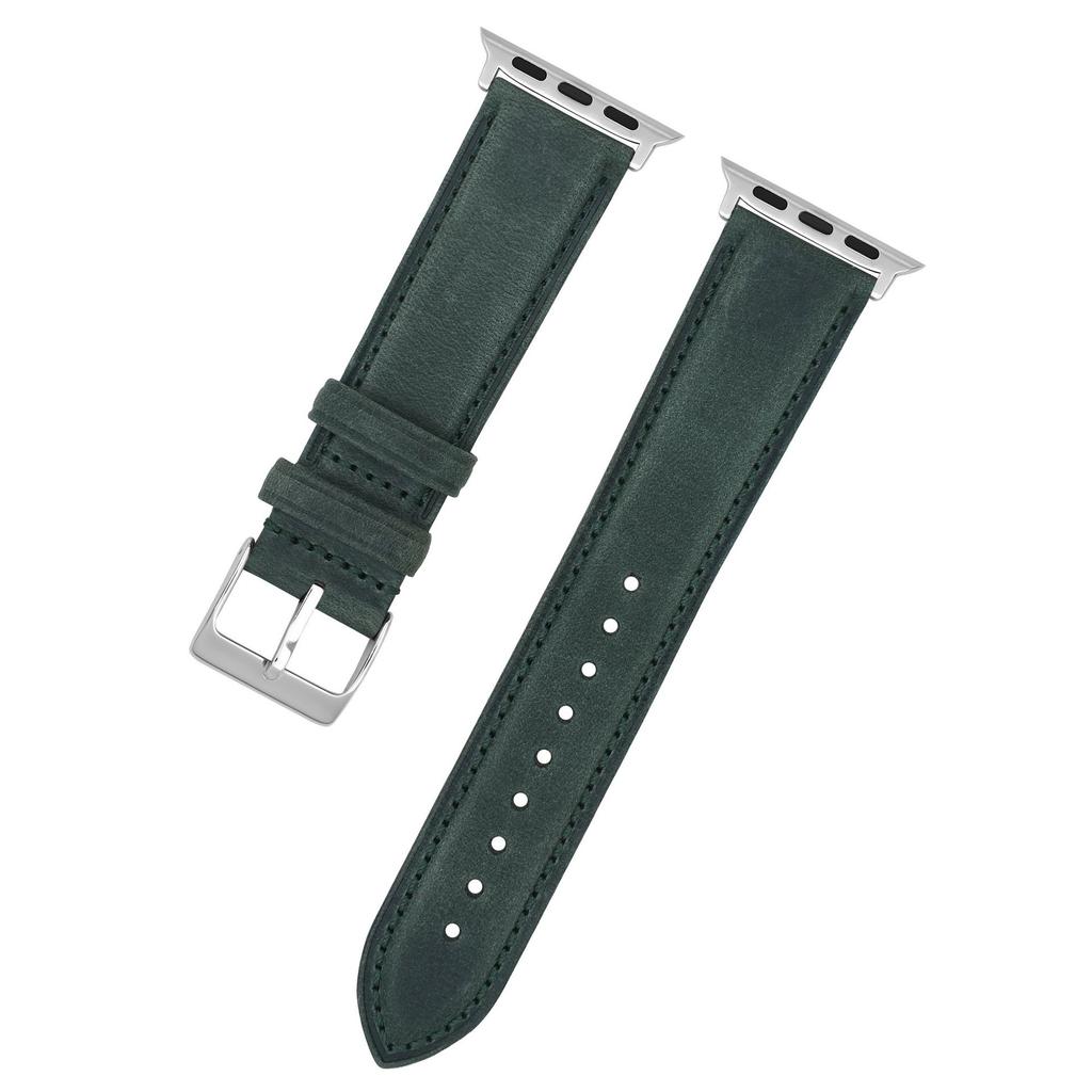 Подходит для Apple Watch 7Se, Ремешок из натуральной кожи первого слоя, Однотонный ремешок из вощеной кожи, Оригинальный кожаный ремешок Applewatch