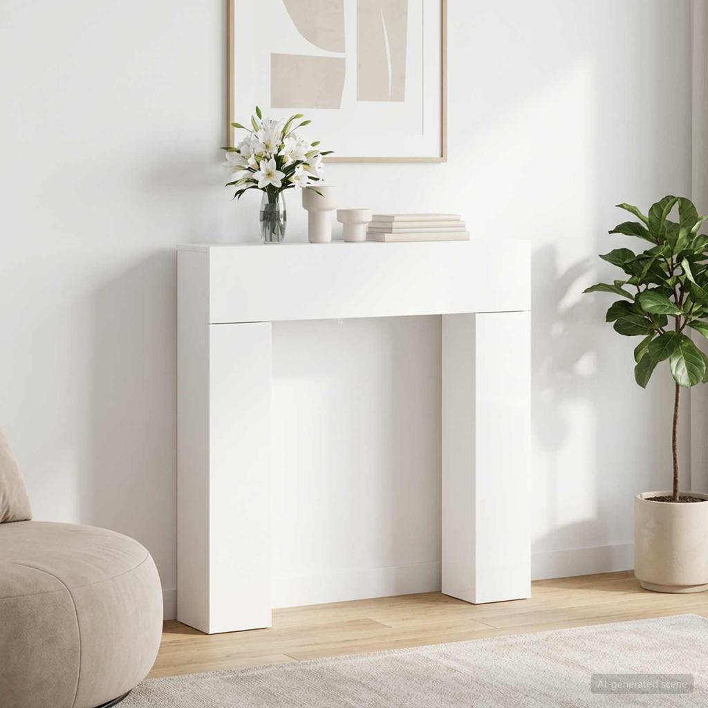 Fireplace Surround White 102 x 18 x 100.5 cm Wood based Panel