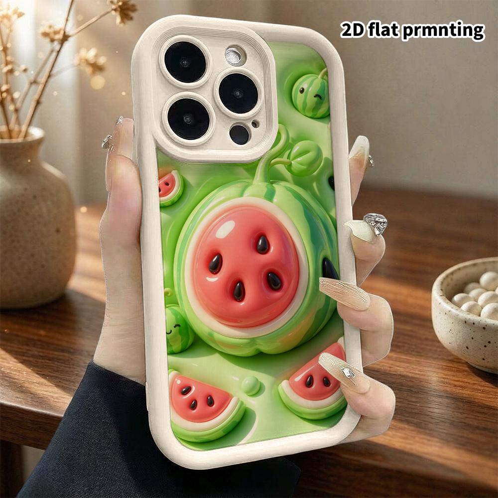 Phone case: 2D flat design, fits iPhone 18 17 16 15 14 13 Pro, watermelon set, perfect Christmas and Halloween holiday gift