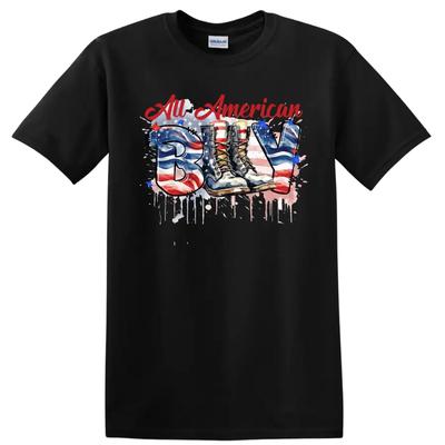 All American Boots Patriotic Graphic Military T Shirt Veteran Tee