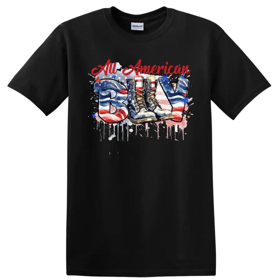 All American Boots Patriotic Graphic Military T Shirt Veteran Tee