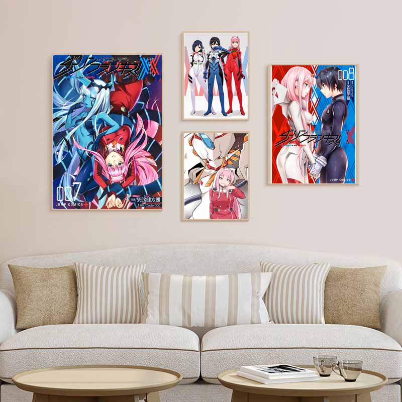 Белая книга Аниме Плакаты Художественная живопись Классика Аниме Darling in The Franxx Плакат Домашний декор Фреска Гостиная Украшения Принты Картины Подарки