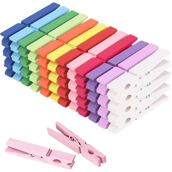 WAENLIR Colored Clothes p 12 Color 2.9inch 50PCS, Colorful ClothesP Wooden Clips for Photos Pictures Decorative Crafts, Decoration clothesp Clothing