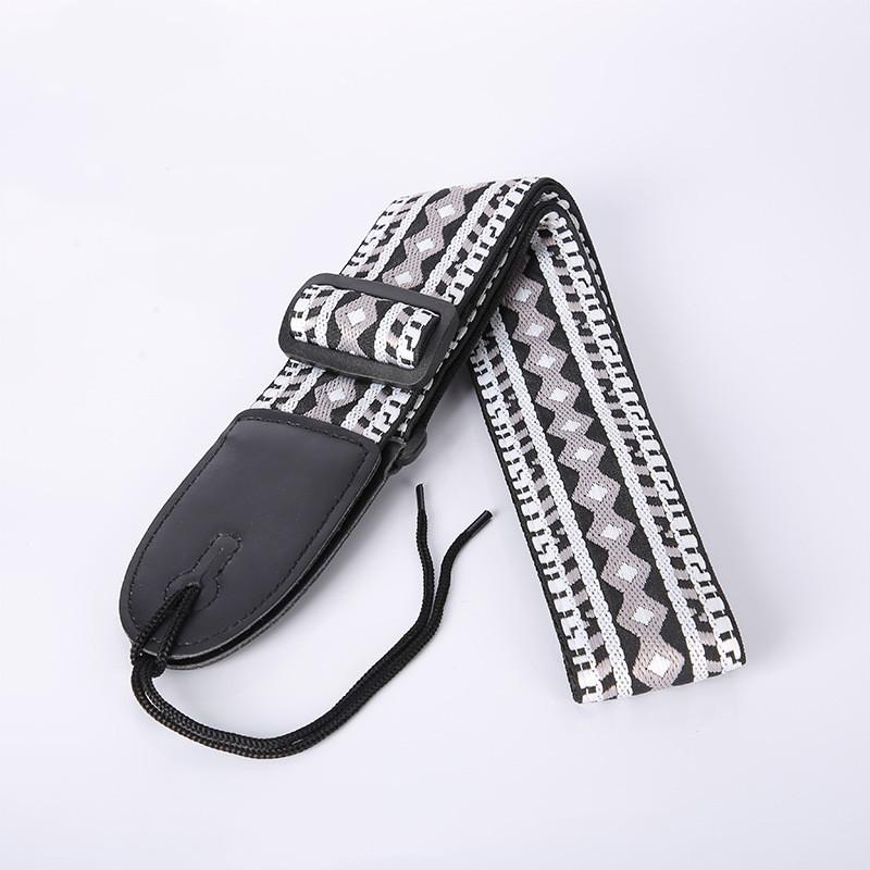 Регулируемый кожаный и тканевый гитарный ремень в этническом стиле с различными узорами для акустических и бас-гитар