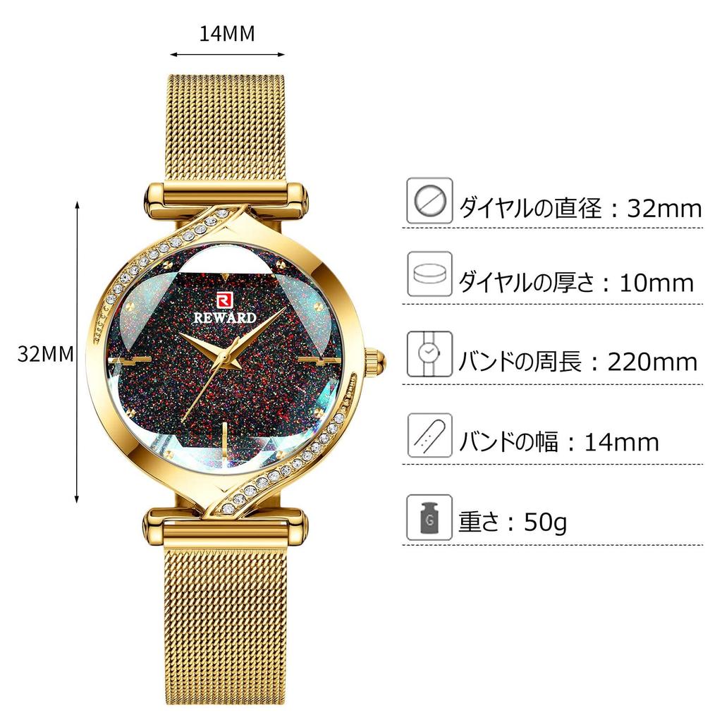 RORIOS Сделано в 3D Flower Mesh Женские часы для поездок на работу или в школу, зеленые, водонепроницаемые, Япония, блестки, циферблат, бриллиант, ремешок, повседневные, кварцевые, часы,