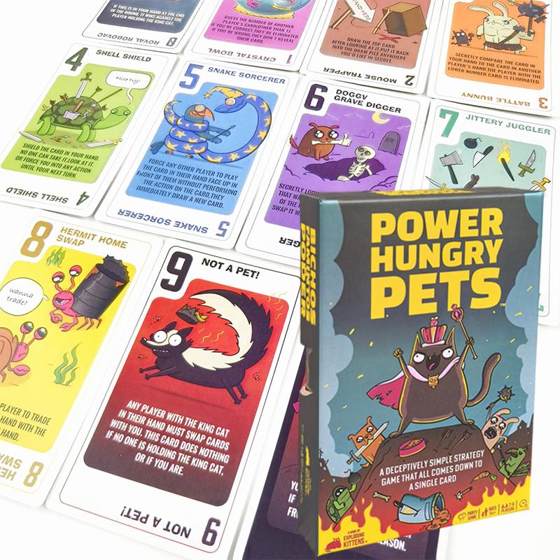 Power Hungry Pets Карточная игра Стратегические карточные игры для семейной вечеринки Настольная игра Карточная игра для вечеринки Сложная стратегическая игра