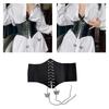 Womens Corset Belts Lace-up Tied Waspie Belt Vintage Elastic Waist Cincher Belt for Dress Skirt Shirt