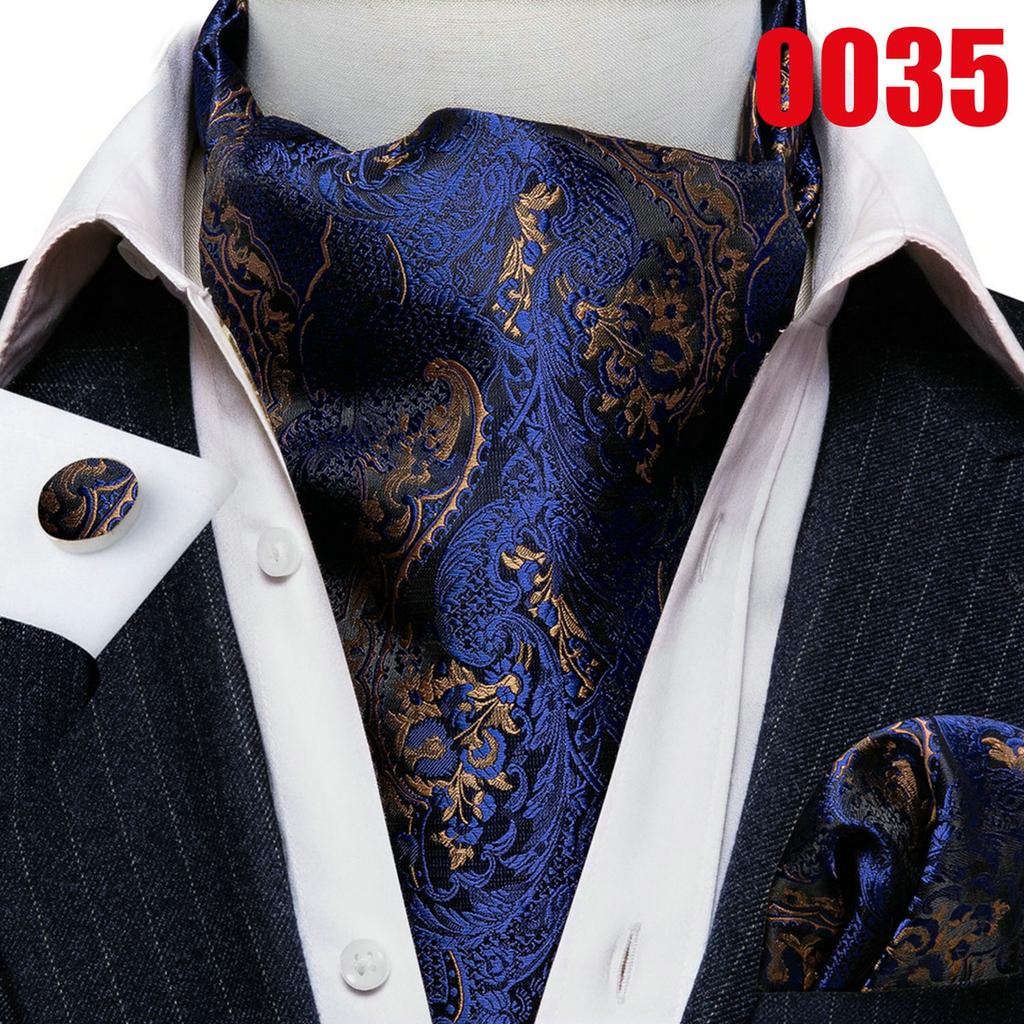 Модный классический галстук Ascot для мужчин, жаккаровый шелковый галстук с цветочным принтом, носовой платок, запонки, шарфы с пейсли, галстук