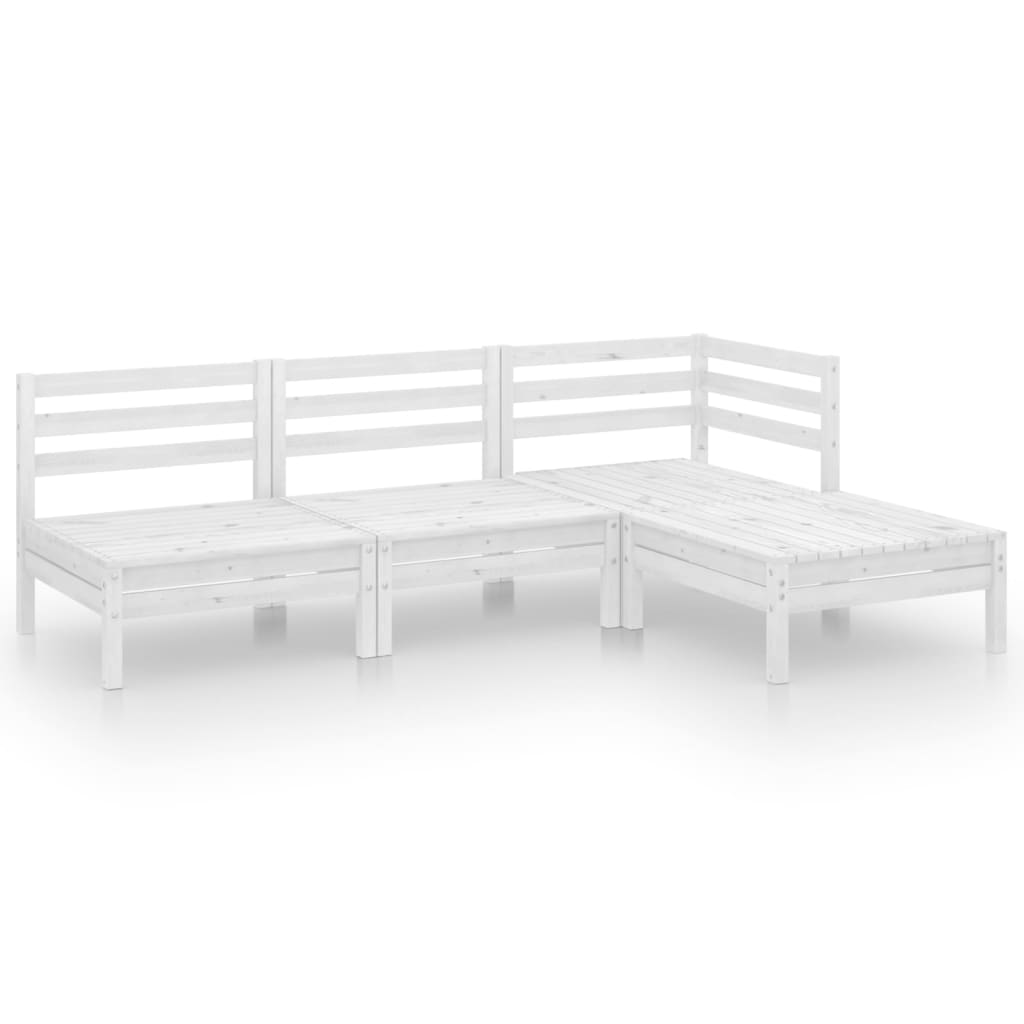 4 Piece Garden Lounge Set Solid Pine Wood White