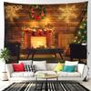 Christmas Tapestry Santa Claus Aesthetic Room Decor Christmas Fireplace Background Tapestry Wall Hanging Home Holiday Decoration