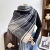 Keep Warm Plaid Scarf Thick Shawl Wrap Simple Imitation Cashmere Shawl  Autumn Winter