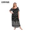 Summer Women's Dress Plus Size Vintage Loose Dresses Casual Vacation Short Sleeve Long Dresses