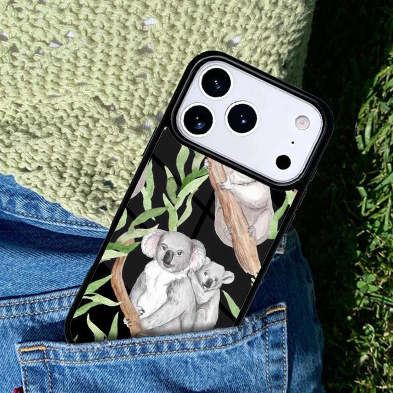 Koala and Eucalyptus Bumper Phone Case For iPhone 17 AIR 16 Pro Max 15 14 Pro 11 12 13 Shockproof Silicone Cover