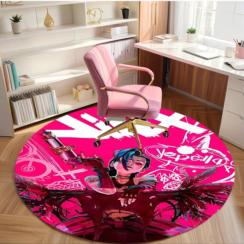 Jinx Print Round Rug, Washable Floor Carpet, For Entryway Dorm Laundry Room Office Study, Home Decor Birthday Christmas Gift
