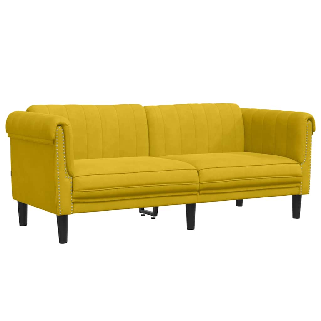 2 Piece Yellow Velvet Sofa Set