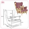 Кресло-ушанка Ari Print Duo скандинавский Family Meble розовый розы цветы