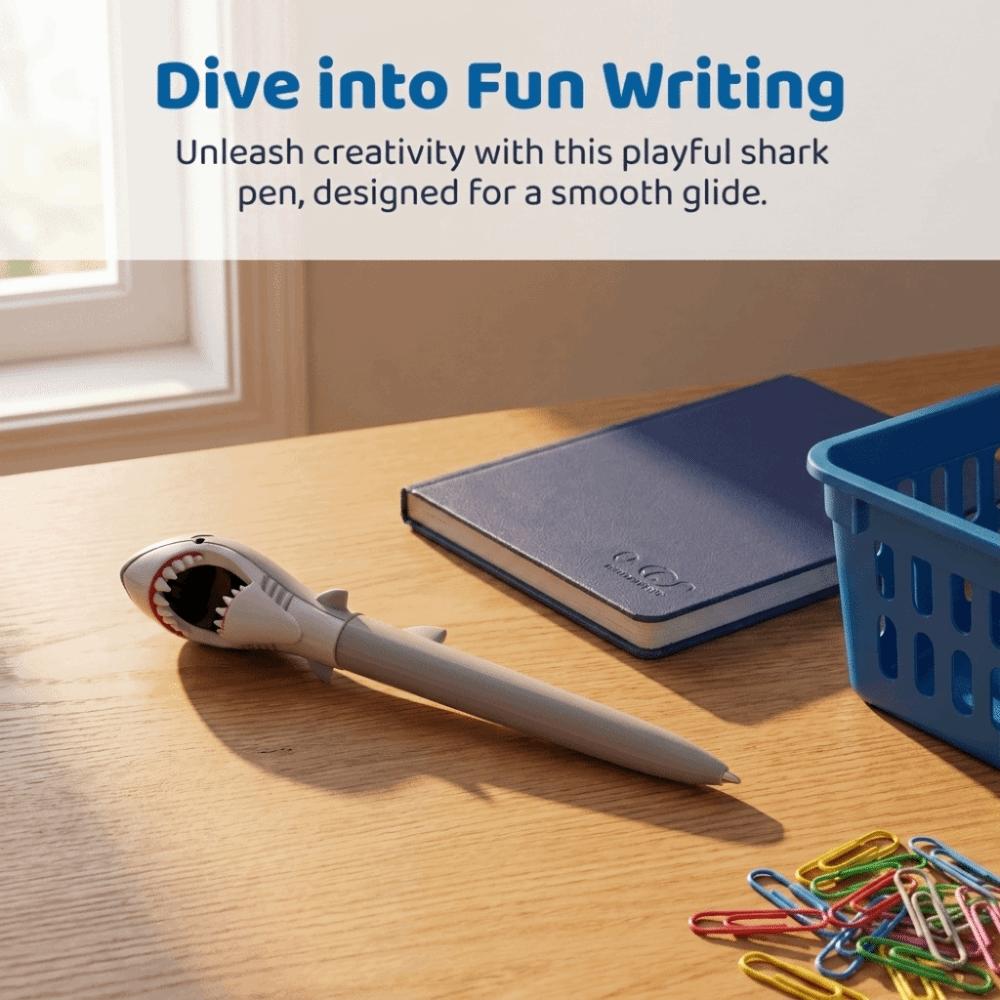 Plastic Animal Pen Round Body Stress Relieving Pen Shark Shaped Ballpoint Pen Office Use