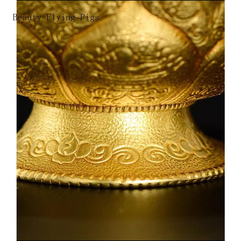 1PCS Copper Water Supply Bowl Household Carved Lotus Tibetan Water Supply Cup Water Purification Cup Bowl