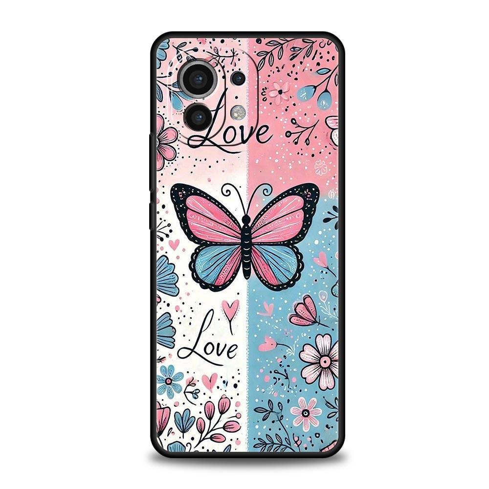 Fashionable Butterfly Flower Pattern Phone Case Cover for Xiaomi Mi 17 15 14 13 12 11 Ultra 15T 14T 13T 12T Pro Lite 5G Soft TPU