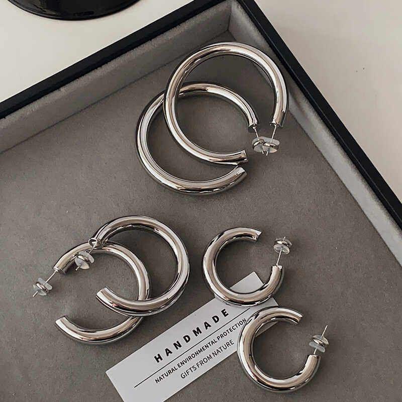 Silver Metal Hoop Earrings 2026 New Popular Style High-End Earrings Light Luxury Unisex Simple European and American Style Earrings