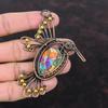 Многоцветный медный бирюзовый кулон, обернутый медной проволокой, кулон с драгоценным камнем, ювелирное изделие ручной работы, совершенно новый кулон, кулон в виде птицы, медное ювелирное изделие для подарка