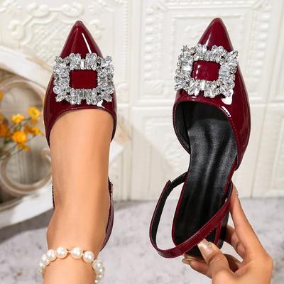 Модные черные босоножки на каблуке прозрачная обувь 2025 женские черные со стразами средний острый закрытый новый весенний гладиатор для девочек