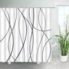 Black and White Striped Shower Curtains Modern Minimalist Geometric Lines Polyester Fabric Bathroom Decor Cloth Bath Curtain Set