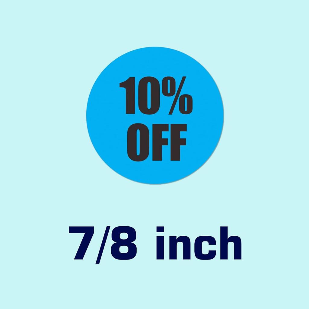 Percent Off Sticker 10 to 60 Sale Sticker for Retail Store 0.87 Inch(7/8 Inch) Circle Price Marker Tag Adhesive Labels Sale 6 Colored - 1240 PCS