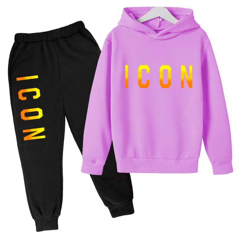 Kids Hoodie Colorful Letters Print Pullover 3-12 Years Fashion Sweatshirt+ Pants 2P Boy Girl Toddler Clothing Leisure Sports Set