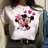 Смешная женская футболка Disney Милый мультяшный Микки Минни Графическая Повседневная с коротким рукавом Женская Кавайная Свободная Одежда Y2K Топы