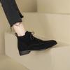 Женские ботинки 2025 на весну-осень, из овечьей замши, с круглым носком, квадратным каблуком, базовые ботильоны, зимняя обувь, женская мода