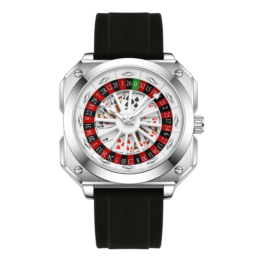 VA VOOM New Custom Watch for Men Fortune Turns Rotating Dial Poker Theme Water-Resistant Luminous Quartz Men's Wristwatch