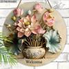 Rustic Lotus Bonsai Wooden Welcome Sign - Artistic Decorative Hanging Plaque - Ideal Home Hanging Ornament