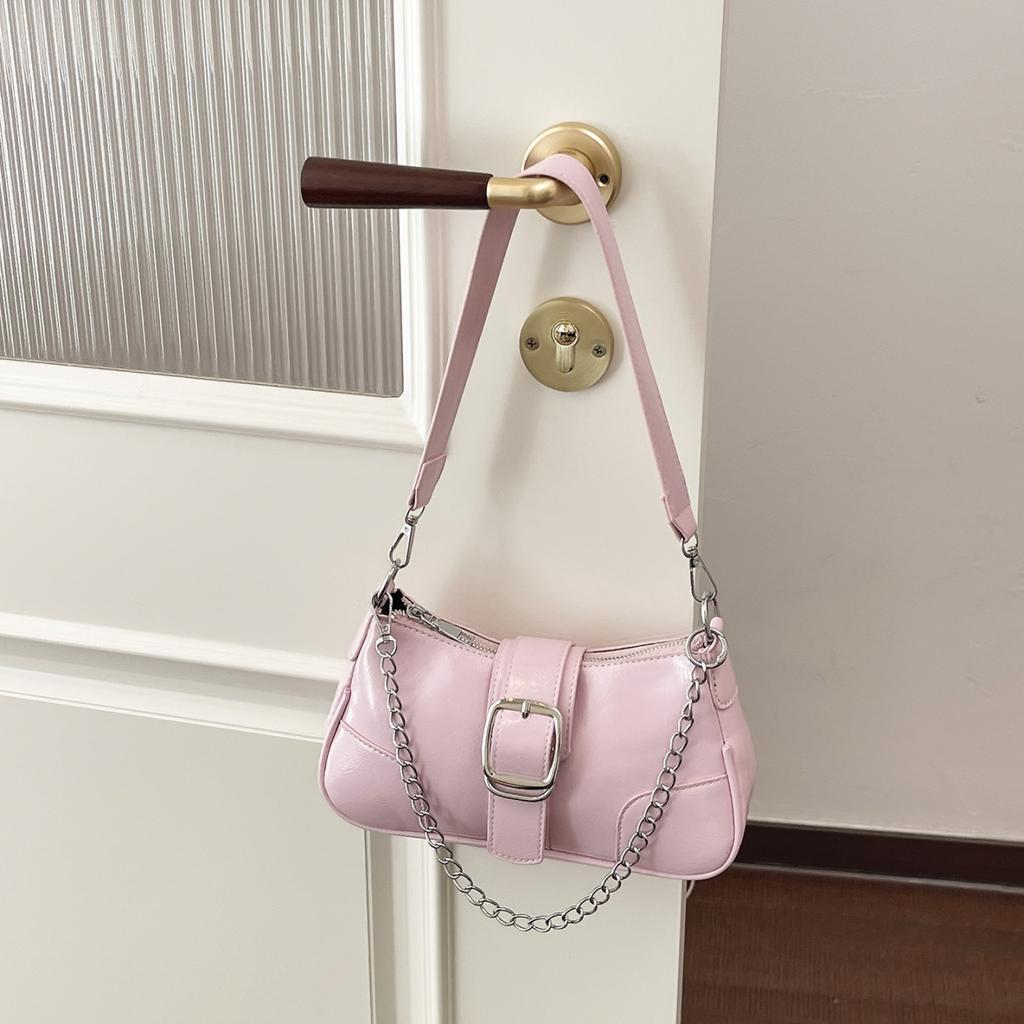 Серебряная Сумка на Плечо Цепочка Сумка Модная Сумка Однотонная Кожа PU Женская Сумка Французский Стиль Подмышечная Сумка-шоппер Кошелек Черная Bolsos