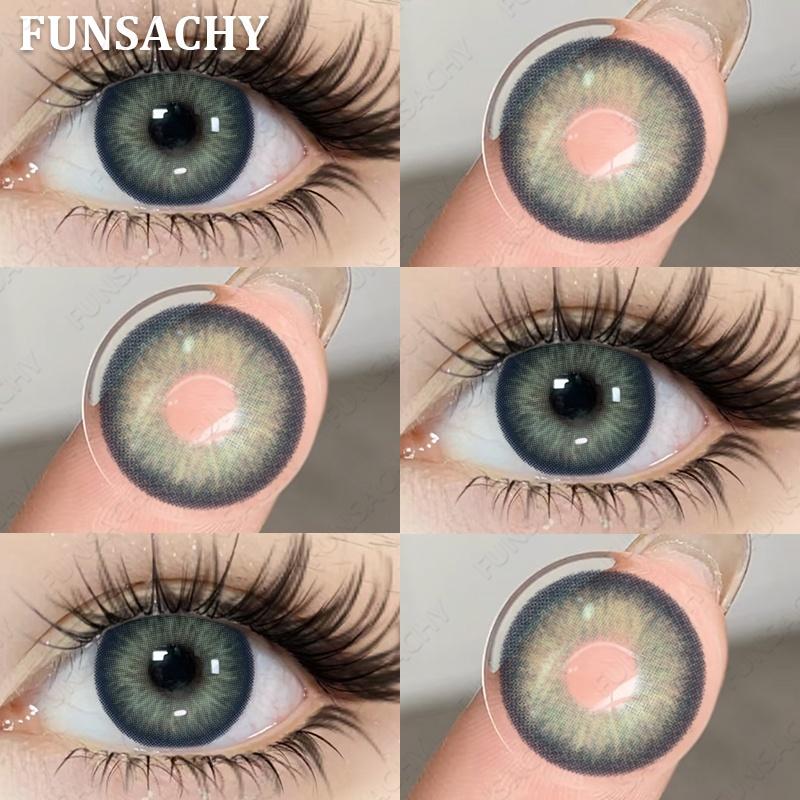 FUNSACHY 1 Pair Natural Brown Contact Lenses for Eyes Beautiful Pupils for Makeup Cosmetics Brown Color Lenses Gray Softlens