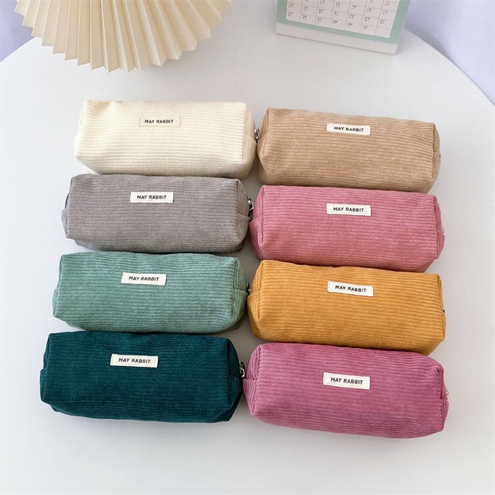 Large-capacity Stationery Storage Bag Corduroy Pen Pouch High Quality Pencil Box