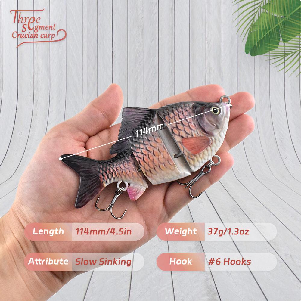 114 Mm /37G 3 Section Metal Link Simulation Crucian Carp Realistic Scale Effect Multi Section Simulation Luya Bait