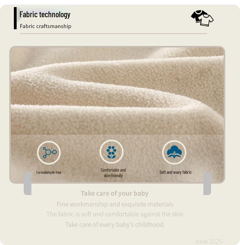 Детский флисовый комплект в корейском стиле Осень/Зима 2025: Удобный, приятный к коже свитшот и спортивные штаны для девочек и мальчиков.