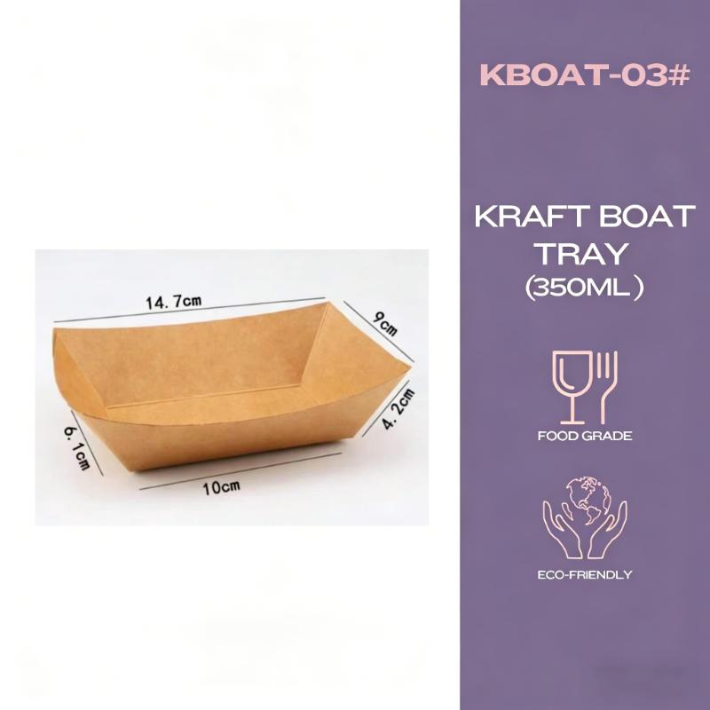 50Pcs Kraft Boat Tray Disposable Hotdog Boats Kraft Paperfood Packing Tray Snacks Disposable Kraft Paper Boat-Shaped Trays